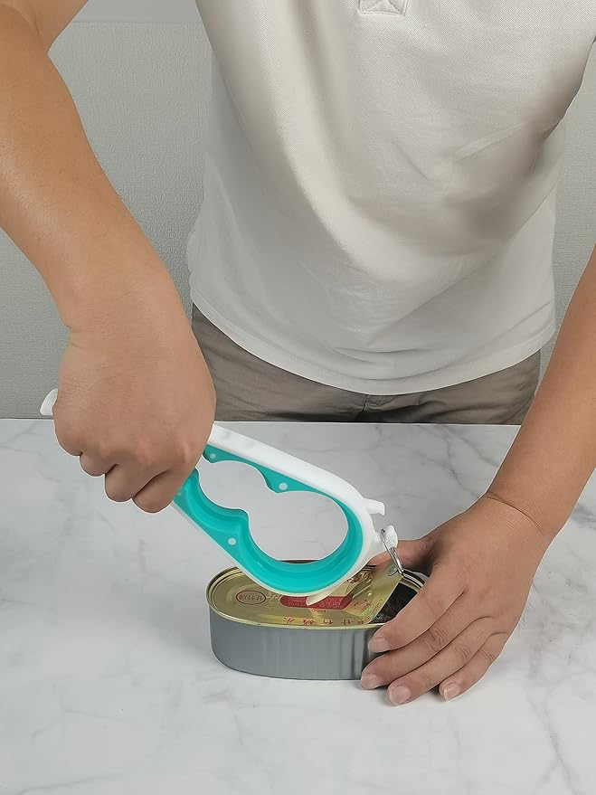 Otstar Jar Opener Bottle Opener and Can Opener for Weak hands, Seniors with Arthritis and Anyone with Low Strength, Mutil Jar Opener Get Lids Off Easily (White and Cyan) - Image 6
