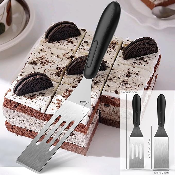 Small Spatula 5 Pieces, Metal Spatulas for Kitchen Use, Stainless Steel Mini Serving Spatula for Flipping and Cooking, Ideal for Brownies, Tiramisu, Cookie, Lasagna or Pancakes, etc