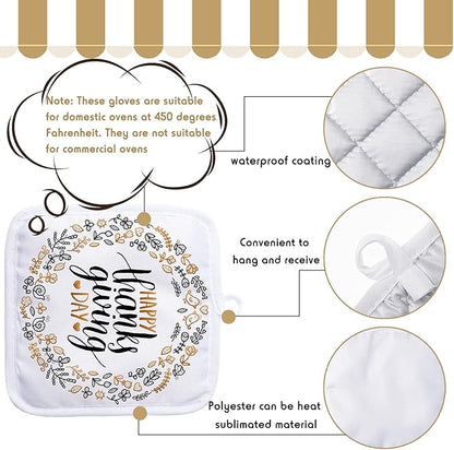 Patelai 6 Pieces Blank Sublimation Oven Mitts Set Include Blank Sublimation Heat Resistance Oven Gloves and Pot Holders for DIY Kitchen Dining Room Accessories