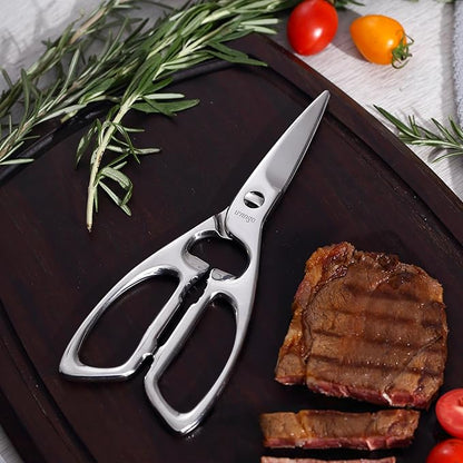 LIVINGO Heavy Duty Kitchen Scissors - Multi-function Dishwasher Safe Stainless Steel Forged Come Apart Utility Shears All Purpose for Cutting Food, Meat, Poultry, Vegetable, Nutcracker