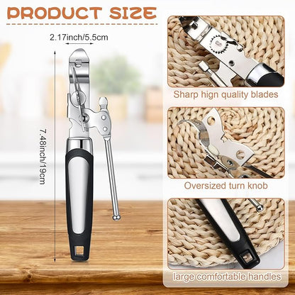 Gisafai 20 Pcs Can Opener Manual Bulk Smooth Edge with Sharp Blade and Soft Non Slip Grip Handle Heavy Duty Handheld Safety Can Opener, Black and Silver - Image 2