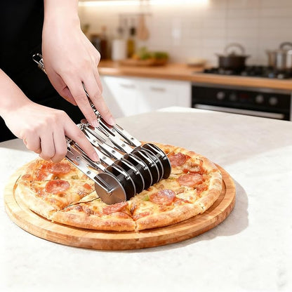 Wheel Pastry Cutter, Adjustable Pasta Cutter with Handle, Stainless Steel Dough Slicer for Noodles, Pizza, Brownies, Pie Crust, Multi-Tool for Baking & Cooking (5 Roller)