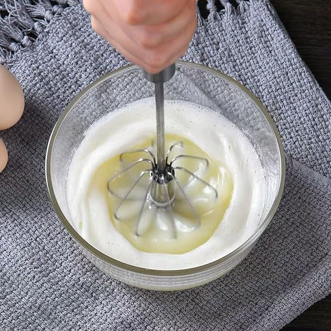 Semi-automatic Whisk, Stainless Steel Egg Beater, Hand Push Rotary Whisks Mixer Stirrer for Making Cream, Whisking, Beating and Stirring (3 Color) - Image 6