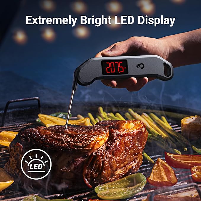 Professional Digital Meat Thermometer, 1 Sec Instant Read, ±0.5℉ Accuracy NIST&NSF Certified Food Thermometer, Auto-Rotate Bright LED Screen, Highly Waterproof Cooking Thermometer for Grill BBQ, Black - Image 5