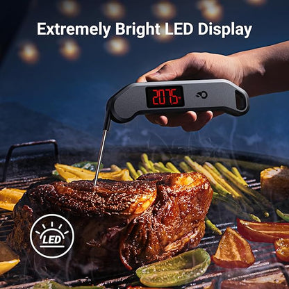 Professional Digital Meat Thermometer, 1 Sec Instant Read, ±0.5℉ Accuracy NIST&NSF Certified Food Thermometer, Auto-Rotate Bright LED Screen, Highly Waterproof Cooking Thermometer for Grill BBQ, Black - Image 5