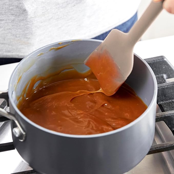 GreenPan Silicone Mixing Spatula, Scraping Baking Cooking Kitchen Utensil, Flexible Rubber Nonstick Cookware, Rigid Steel Core, Heat-Resistant, Anti-Slip Handle, BPA-Free, Dishwasher Safe, Taupe - Image 3