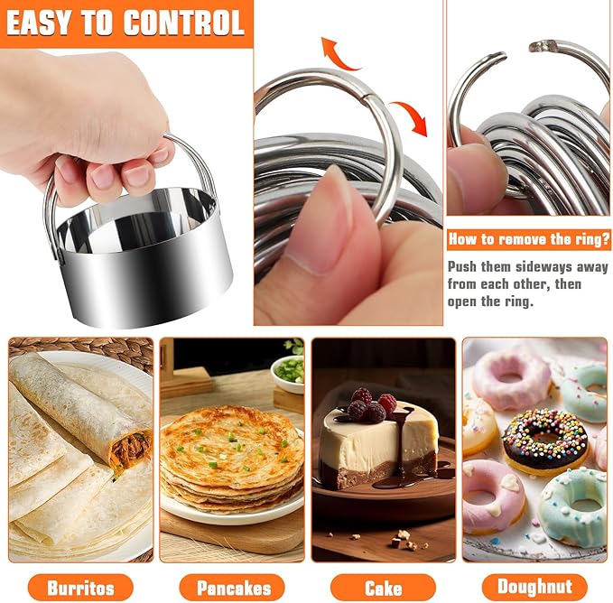 Biscuit Cutter Set,10PCS Stainless Steel Pastry Blender Set with Pastry Cutter,5PCS Biscuit Cutter,Dough Cutter,3 Cup Flour Sifter,Baking Mat and Fine Mesh Strainer for Cooking Cookies and Donuts - Image 4