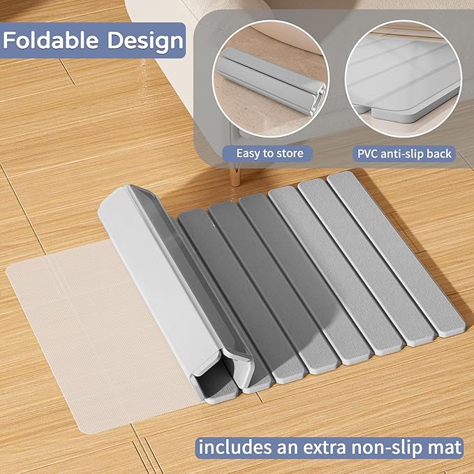 Large Stone Bath Mat 31.5 x 19.7in, Quick Dry Stone Drying Mats for Bathroom, Super Absorbent Foldable Bath Stone Mat, Non Slip, Large Diatomaceous Earth Dish Drying Mat for Kitchen Counter - Image 5