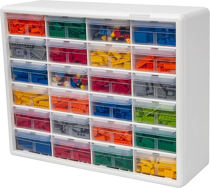 Akro-Mils 24-Drawer Plastic Drawer Storage Cabinet for Garage Organization, Bead Organizer, Building Bricks Storage, Teacher Toolbox, Makeup Organizer, 20-Inch W x 6-Inch D x 16-Inch H, 10124 White - Image 8