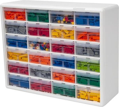 Akro-Mils 24-Drawer Plastic Drawer Storage Cabinet for Garage Organization, Bead Organizer, Building Bricks Storage, Teacher Toolbox, Makeup Organizer, 20-Inch W x 6-Inch D x 16-Inch H, 10124 White - Image 8