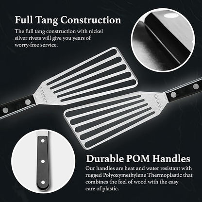 Lamson Metal Spatula Slotted Turner - 3' x 6" Stainless Flipper with Ultra Durable Handle, Right-Hand - Chef's Frying Fish Turner, Metal Grilling Spatula