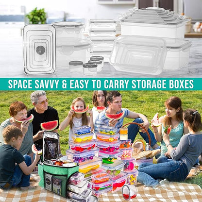 RockBerry 50 Pcs Large Food Storage Containers with Lids Airtight-85 OZ to small Containers-Total 526OZ Stackable Kitchen Set -BPA Free Leak proof containers- Freezer Microwave safe - Image 3