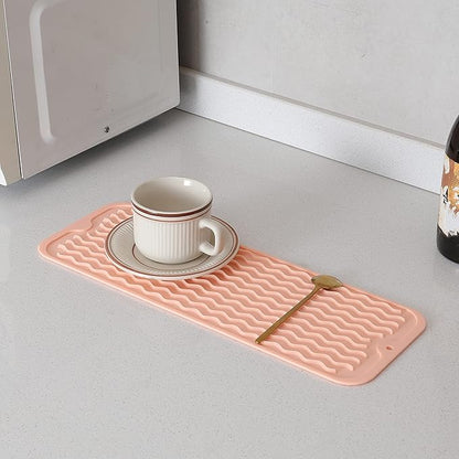 MicoYang Silicone Dish Drying Mat for Multiple Usage,Easy clean,Eco-friendly,Heat-resistant Silicone Mat for Kitchen Counter,Sink,Bar,Bottle,or Cup Pink M 17 inches x 6 inches - Image 7