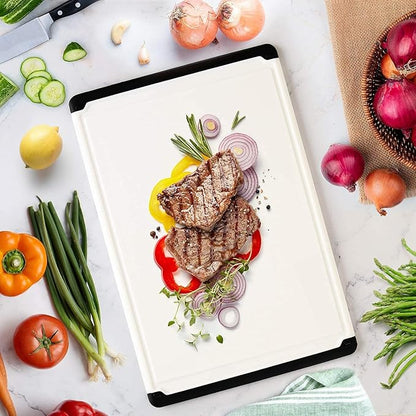 Extra Large Plastic Cutting Board for Kitchen - 18 Inch Dishwasher Safe Cutting Board, Reversible Chopping Board with Juice Groove + Non Slip Feet for Meat, Fruit, Vegetables, Meal Prep by Belwares - Image 4