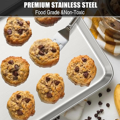 Baking Sheet Cookie Sheet Set of 2, Umite Chef Stainless Steel Baking Pans Tray Professional 16 x 12 x 1 inch, Non Toxic & Healthy, Mirror Finish & Rust Free, Easy Clean & Dishwasher Safe - Image 6