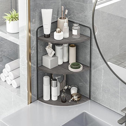 Forest Angle Bathroom Counter Organizer,Countertop Organizer,Vanity Organizers,Bathroom Storage,Bathroom Sink Caddy,Counter Shelf,Corner Counter,Corner Shelves(Black-Grey)