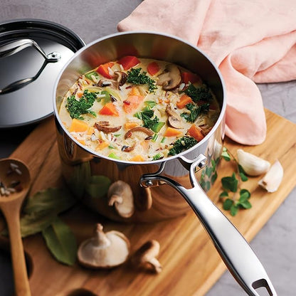 Tramontina Signature Tri-Ply Clad Stainless Steel 2-Quart Sauce Pan with Lid, Induction-Ready, Dishwasher-Safe, NSF-Certified, Made in Brazil - Image 3