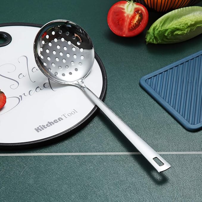 Stainless Steel Skimmer, Berglander Metal Strainer, Kitchen Cooking Skimmers For Non-Stick Cookware, Non-Stick And Heat Resistant, Dishwasher Safe, Easy to Clean - Image 3