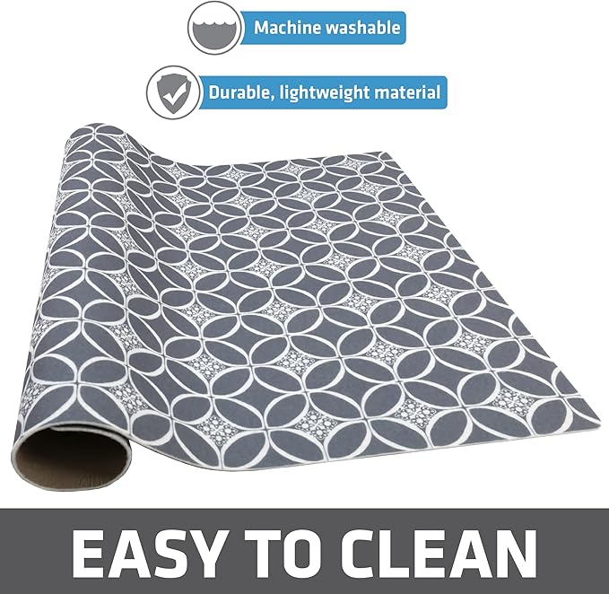 Drymate Jumbo XL Dish Drying Mat (19”x24”), Low-Profile, Super Absorbent, Quick Dry Fabric, Waterproof & Slip-Resistant, for Kitchen Counter, Trimmable, Easy to Clean (USA Made)(Indigo Grey) - Image 6