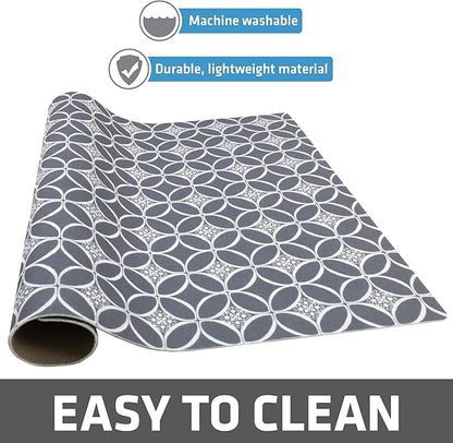 Drymate Jumbo XL Dish Drying Mat (19”x24”), Low-Profile, Super Absorbent, Quick Dry Fabric, Waterproof & Slip-Resistant, for Kitchen Counter, Trimmable, Easy to Clean (USA Made)(Indigo Grey) - Image 6