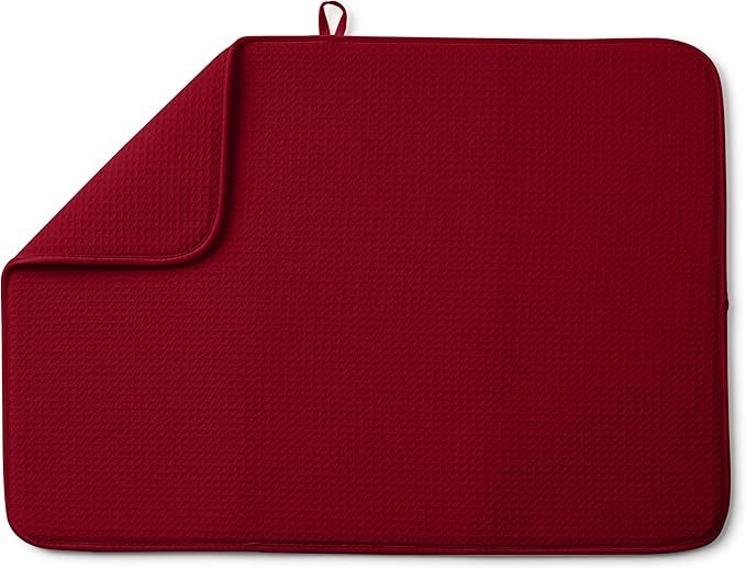 Bellemain XL Dish Mat 24" x 17" ( LARGEST MAT ) Microfiber Dish Drying Mat , Super absorbent ( Red ) by Bellemain