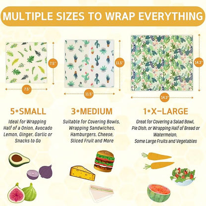 Reusable Beeswax Wrap - 9 Pack Beeswax Wraps for Food, Eco-Friendly Beeswax Food Wraps, Bread Sandwich Wrapper - Organic, Sustainable, Zero Waste, Reusable Plastic-Free Food Wrap, 1XL, 3M, 5S - Image 3