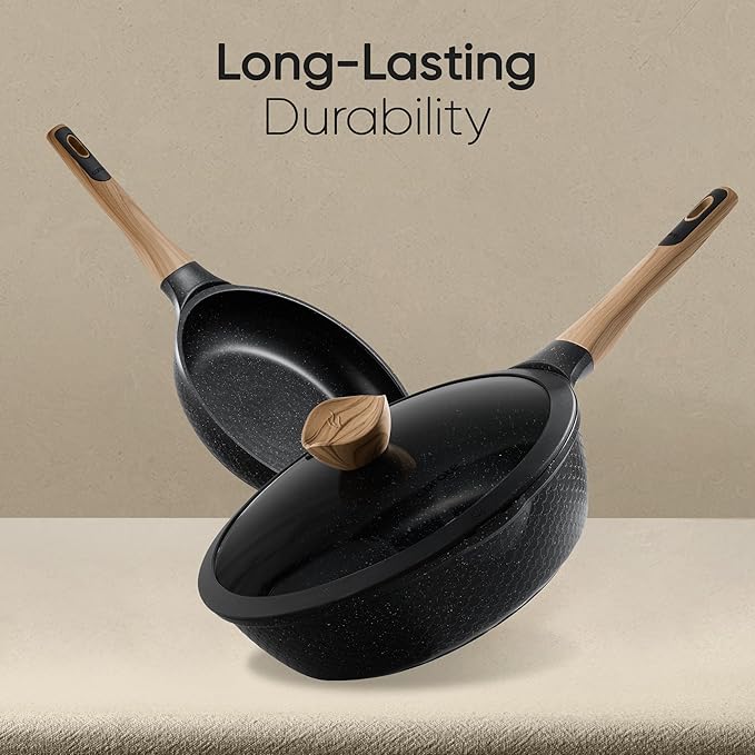 CAROTE 26PCS Pots and Pans Set Non Stick, Cookware Set Pots and Pans Induction Cook Ware, Nonstick Kitchen Cooking, PFOA Free, Black - Image 4