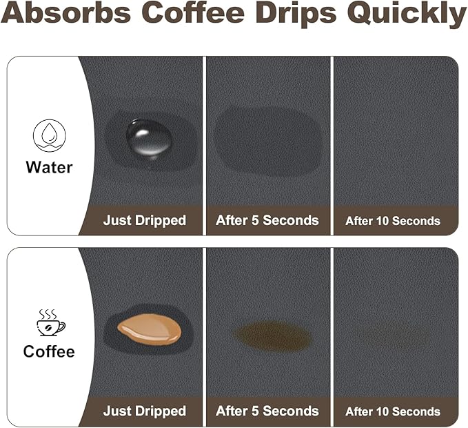 Coffee Mat,Absorbent Dish Drying Mat for Kitchen Counter,Coffee Bar Mat,Non-Slip Rubber Backed,Hide Stains & Quick Dry,for Espresso Machine,Coffee Station,Cups & Sink,16" x 24"(Dark Grey)