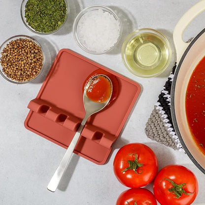 Zulay Kitchen Silicone Utensil Rest with Drip Pad for Multiple Utensils - BPA-Free, Heat-Resistant Spoon Rest & Spoon Holder for Stove Top - Kitchen Utensil Holder for Ladles & Tongs - Canyon Rose - Image 6