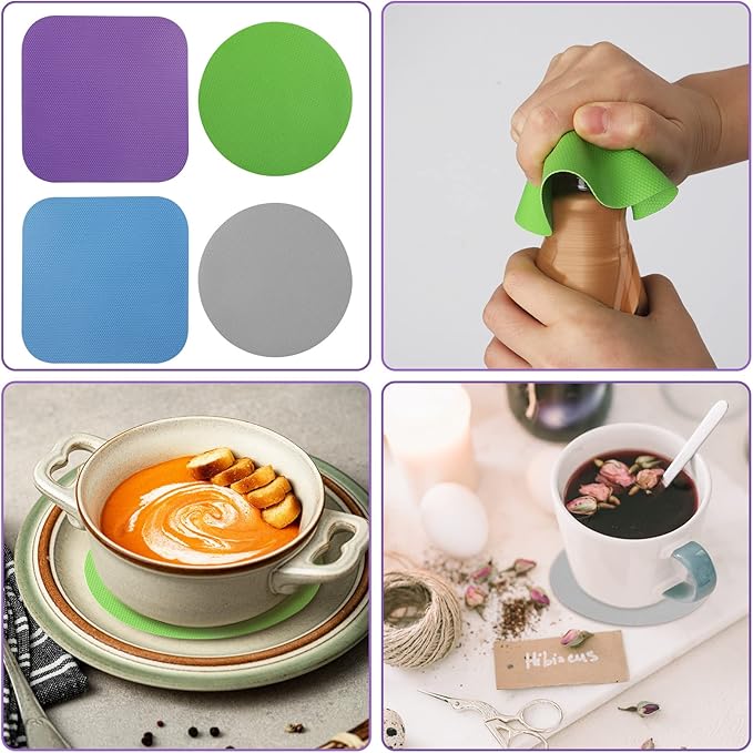 LUTER 4pcs Jar Opener, Rubber, Multi-function Silicone Bottle Opener for Seniors with Weak Hands Lid Cap Gripper Pads Kitchen Coasters Gadgets(Blue, Green, Gray, Purple) - Image 7