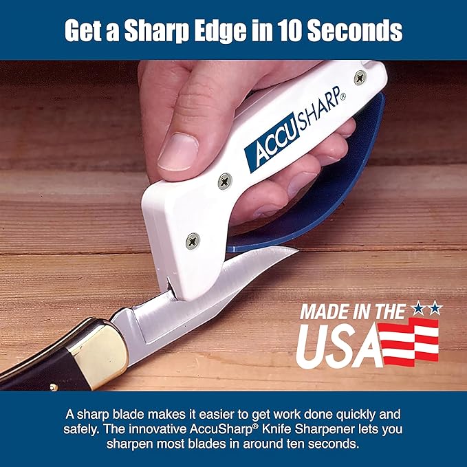 AccuSharp Knife Sharpener, Ergonomic Comfortable Handle, Compact & Easy to Use, Restore and Hone Straight & Serrated Knives, White - Image 4