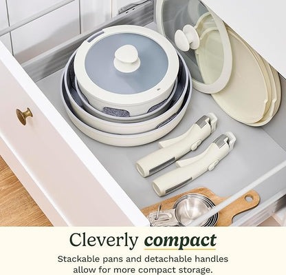 Cuisinart 13-Pc ClickSmart Nonstick Detachable Handle Ceramic Cookware, Pots and Pans Set, Stackable Space-Saving Design, Compatible with All Stovetops, Induction & Oven Safe, PURELYCERAMIC - Image 5