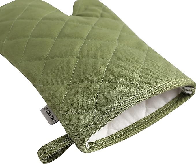 Oven Mitts and Pot Holders 4 pcs Set,High Heat Resistant 500 Degree Extra Thicken Long Kitchen Cotton Oven Glove for Cooking (12 Inch,Green) - Image 6