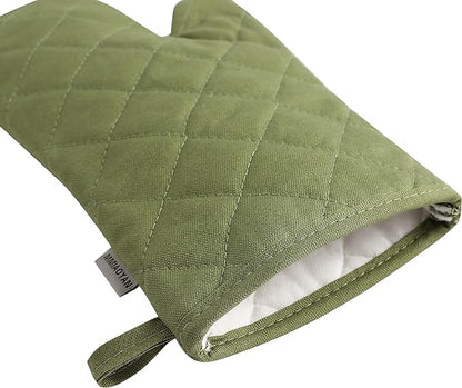 Oven Mitts and Pot Holders 4 pcs Set,High Heat Resistant 500 Degree Extra Thicken Long Kitchen Cotton Oven Glove for Cooking (12 Inch,Green) - Image 6