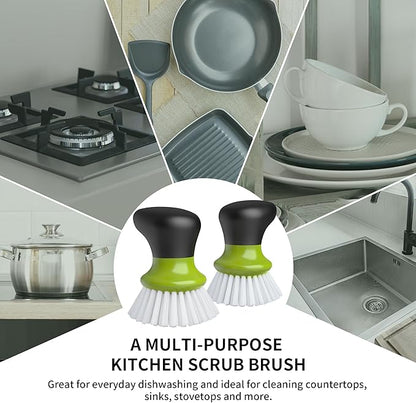 MR.SIGA Dish Scrub Brush, Palm Brush Dish Scrubber with Ergonomic Grip, Kitchen Brushes for Dishes, Green, Pack of 2 - Image 4