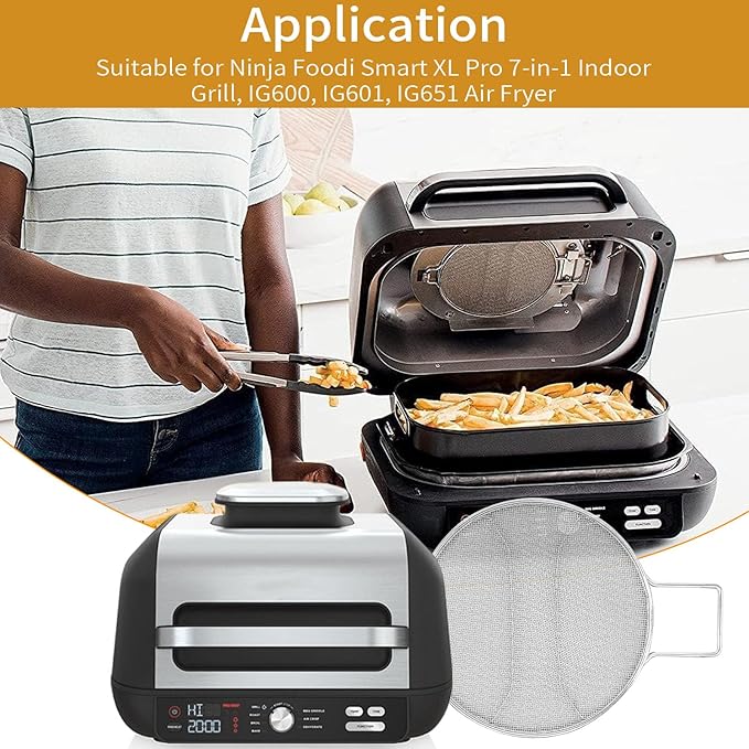 Splatter Shield for Ninja Foodi Smart XL Pro 7-in-1 Indoor Grill, Replacement Stainless Steel Splatter Screen Air Fryer Accessories for Ninja Foodi IG651, IG600, IG601 Air Fryer
