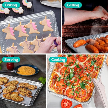 PLASTICPRO Aluminum Pans 5 Pack Disposable Cookie Sheets 13 x 17 Baking Pans Premium Quality Heavy Duty Sheet Pans - Image 2