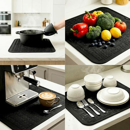 MicoYang Silicone Dish Drying Mat for Multiple Usage,Easy clean,Eco-friendly,Heat-resistant Silicone Mat for Kitchen Counter or Sink,Refrigerator or Drawer Liner Coffee XL 18 inches x 16 inches - Image 4