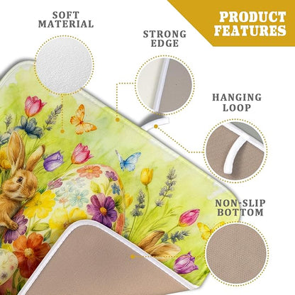 Easter Dish Drying Mat for Kitchen Counter Spring Bunny Microfiber Countertop Mat Small - Image 4