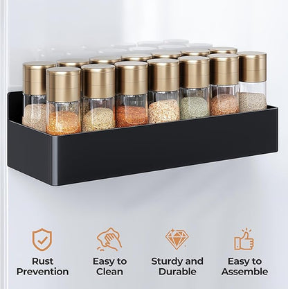 Mystozer Magnetic Spice Rack for Refrigerator, Kitchen Organizer and Storage Shelf, Black (6 Pack)… - Image 6