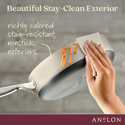 Anolon Achieve Hard Anodized Nonstick Sauté Pan with Lid, 3 Quart - Silver