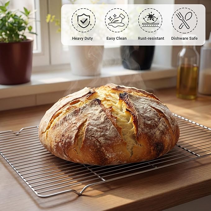 Lounsweer 6 Pcs Cooling Racks, 24L x 16W x 1H Stainless Steel Wire Rack for Baking Sheet, Large Cookie Cooling Rack, Oven Safe Cooking Racks for Sheet Pan, Dishwasher Safe, Full Size