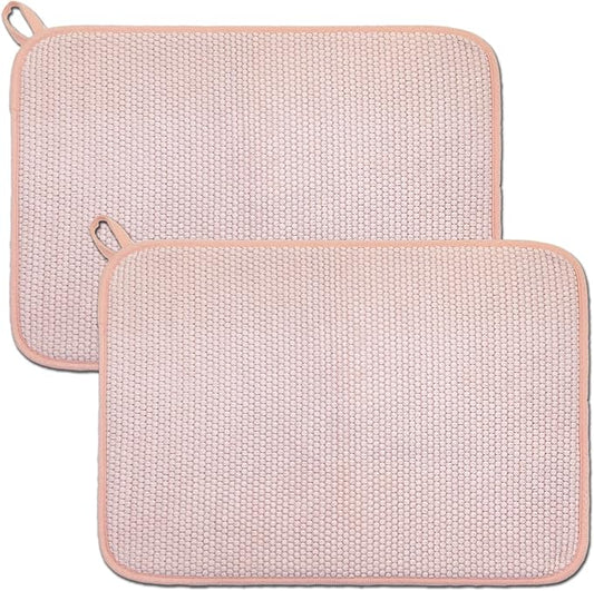 Pink Dish Drying Mats for Kitchen Counter, 2 Pack Dish Drying Mat Drying Pad, Dish Rack Drainer Mat, Pink Kitchen Accessories(Pink-1) by QualityGoodsWorldwideLLC
