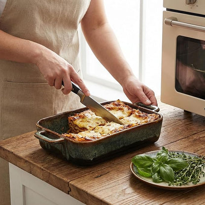 8" x 6" Porcelain Rectangular Casserole Dishes, 2 pieces Baking Dish for Oven, 1 QT Ceramic Lasagna Pans, Oven Safe Bakeware for Kitchen Cooking, Cake, Banquet and Dinner