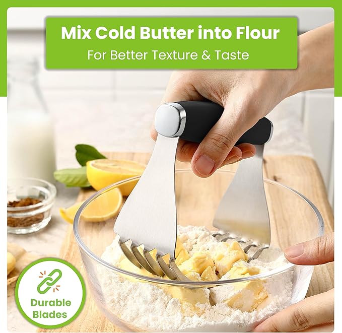 Spring Chef XL Stainless Steel Pastry Cutter Tool for Baking - Heavy Duty Dough Blender - Butter & Dough Cutter Tool with Sharp Blades - Pastry Blender for Easy Mixing - Dishwasher Safe - Black - Image 6