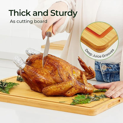 Keechee Kitchen Essentials Natural Bamboo Cutting Board XL With Durable, Knife-Friendly Surface & Deep Juice Groove – Perfect For BBQ(Pre Oiled, Natural) - Image 7
