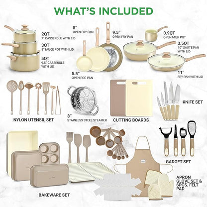 Nutrichef 54-Piece Marble Non-Stick Cookware and Bakeware Set, Professional Home Kitchen Collection with Multi-Sized Pots and Pans Set, and Heat-Resistant Tools - Image 2