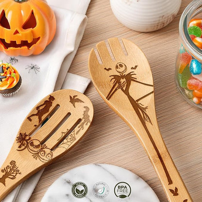 Nightmare Wooden Spoons for Cooking Before Christmas - Wooden Utensil Set with Spatulas & Spoons, Heat-Resistant, Eco-Friendly Kitchen Utensils for Non-Stick Cookware - Image 2