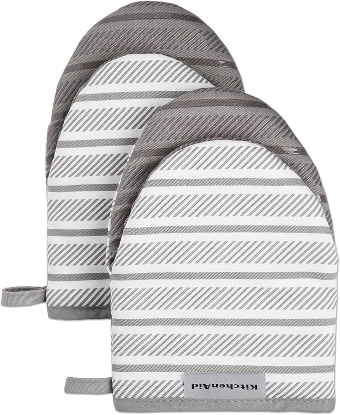 KitchenAid Albany Mini Oven Mitt 2-Pack Set, Grey, 5.5"x8" by KitchenAid