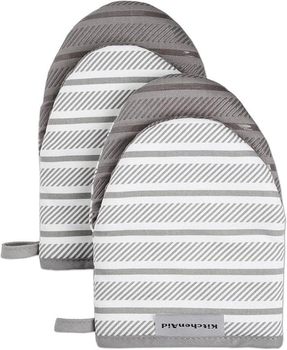 KitchenAid Albany Mini Oven Mitt 2-Pack Set, Grey, 5.5"x8" by KitchenAid